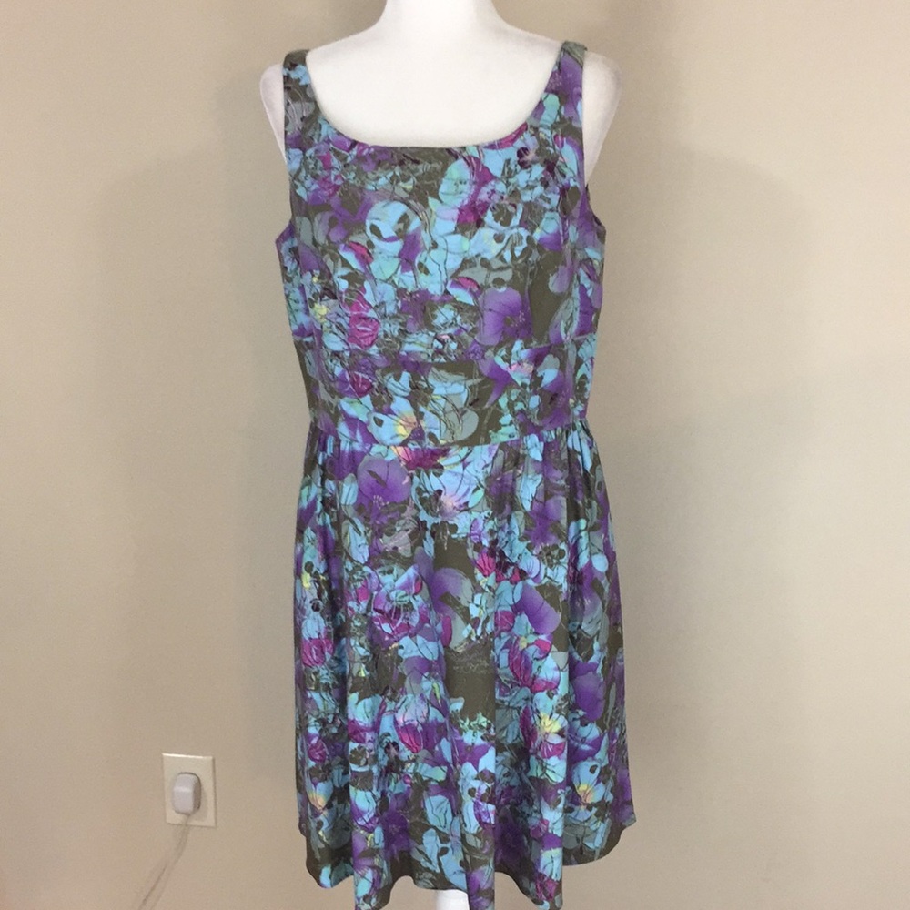 Taylor Floral  Silk Blend Sleeveless Fit and Flare Dress Size 12